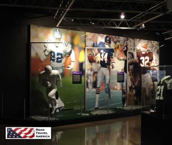 Inside display celebrating many of the great NFL Hall of Famers